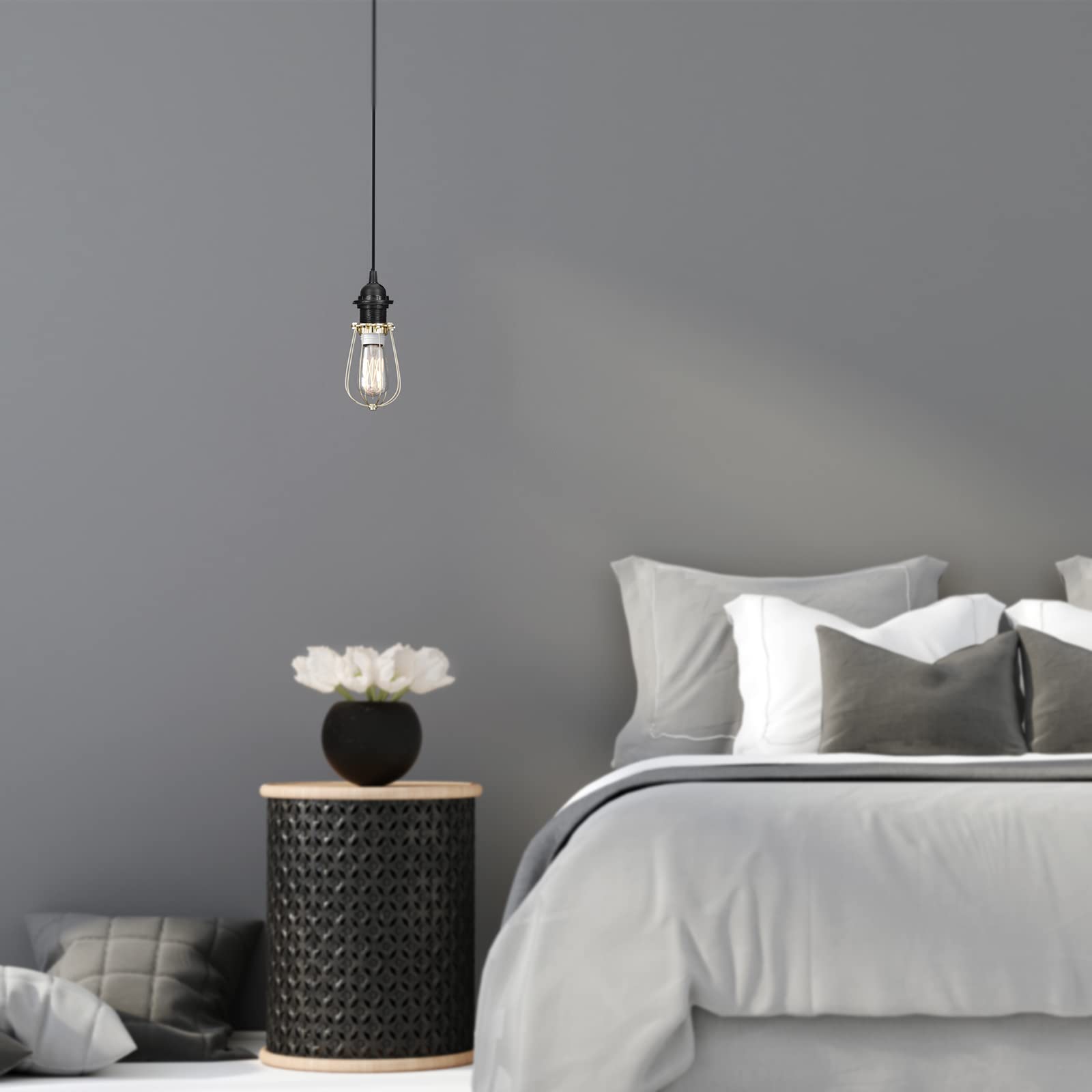 6 Pack Plug In Hanging Light Kit E26/E27 Extension Hanging Lantern Pendant Light Lamp Cord Cable 12 Ft Cord With On/Off Switch H