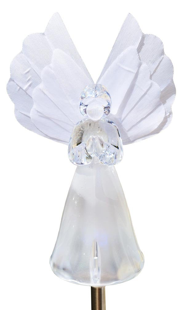 Solaration Solar Frosty Praying Angel Garden Light, 34in H, White, Fiber Optic Wings, Model AL307P