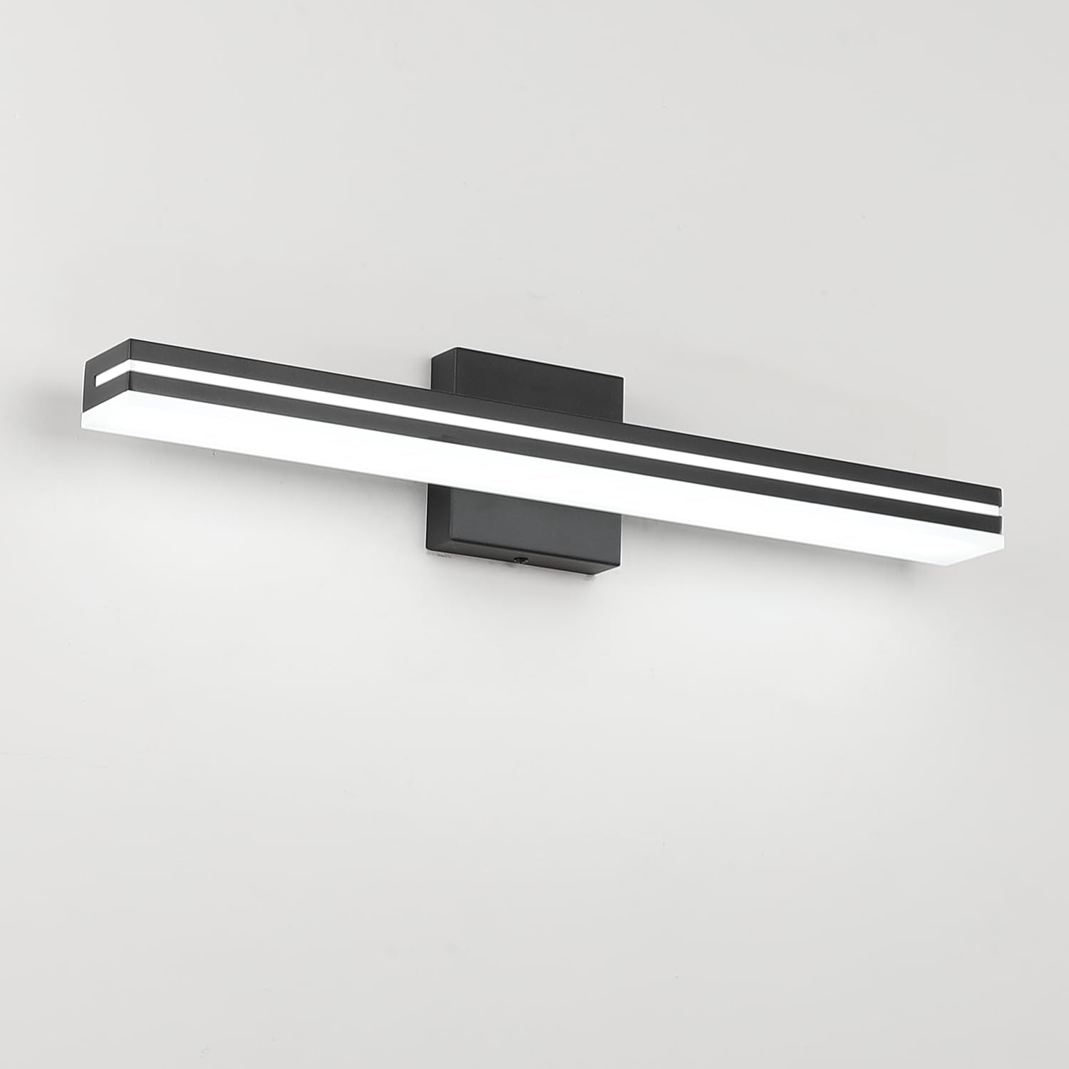 Sinerise 24-Inch Led Modern Bathroom Vanity Light Bar, Matte Black Modern Acrylic Bathroom Wall Lighting Fixtures Over Mirror (C