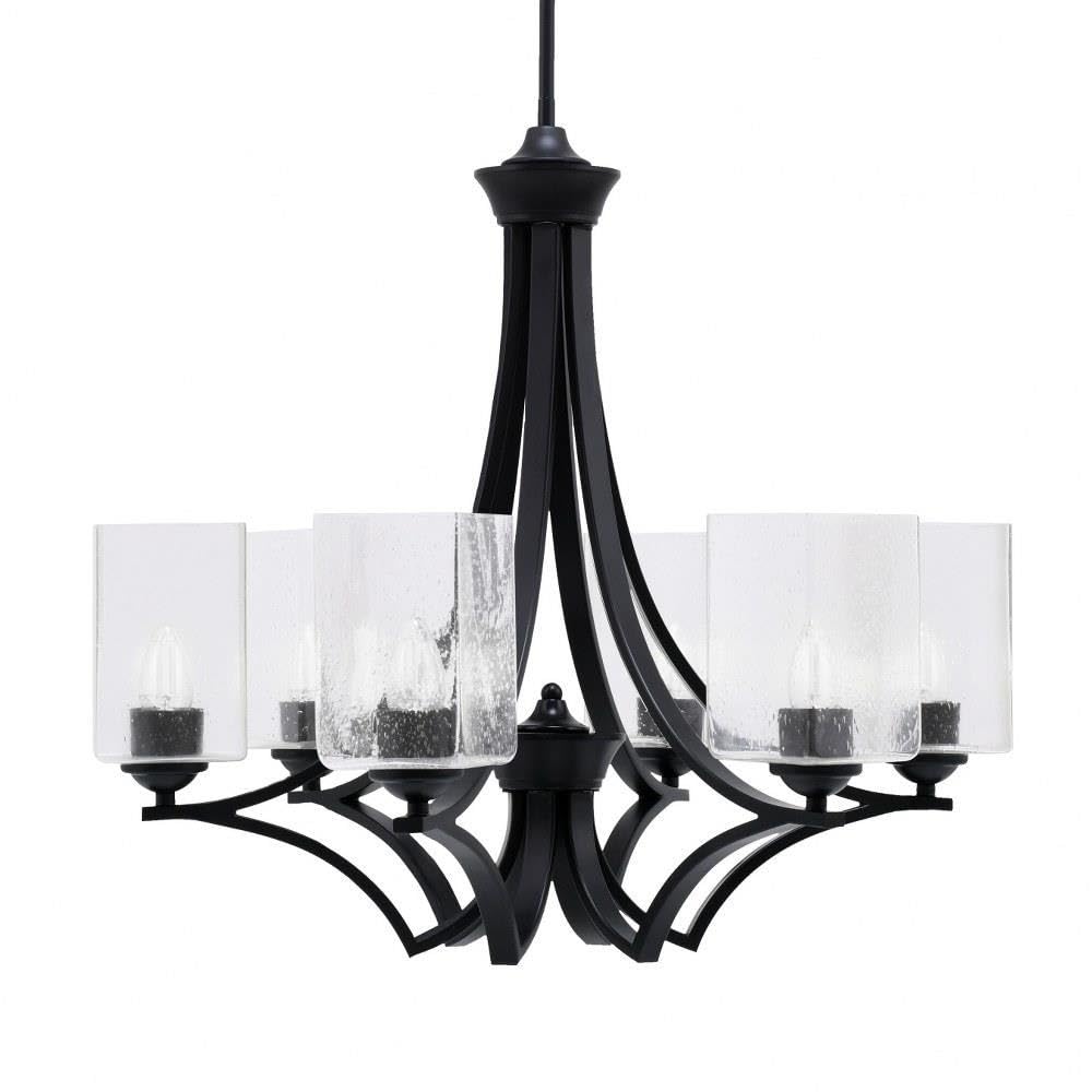 Toltec Lighting 566-MB-530 Zilo - 6 Light Uplight Chandelier-23 Inches Tall and 25 Inches Wide, Finish Color: Matte Black, Glass Color: Clear Bubble