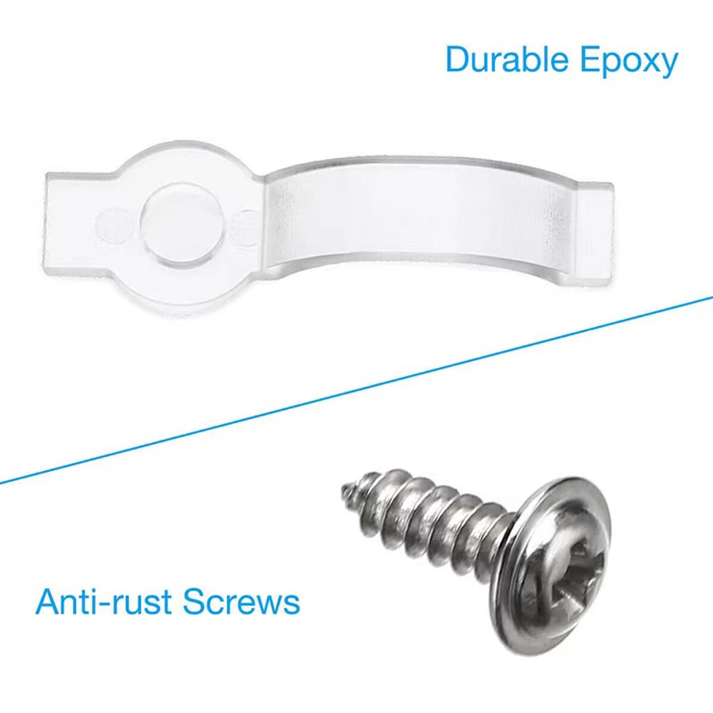 100 Pack Strip Light Mounting Bracket,Transparent Fixing Clips For 10Mm Wide Ip65 Waterproof 5050 Led Strip Light,One Side Fixin
