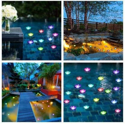 Genric Trending Trunks Water Sensor Floating Lotus Flower LED Tea Candles for for Pool, Pond, Glass Bowl, Diwali, ation (Pack of