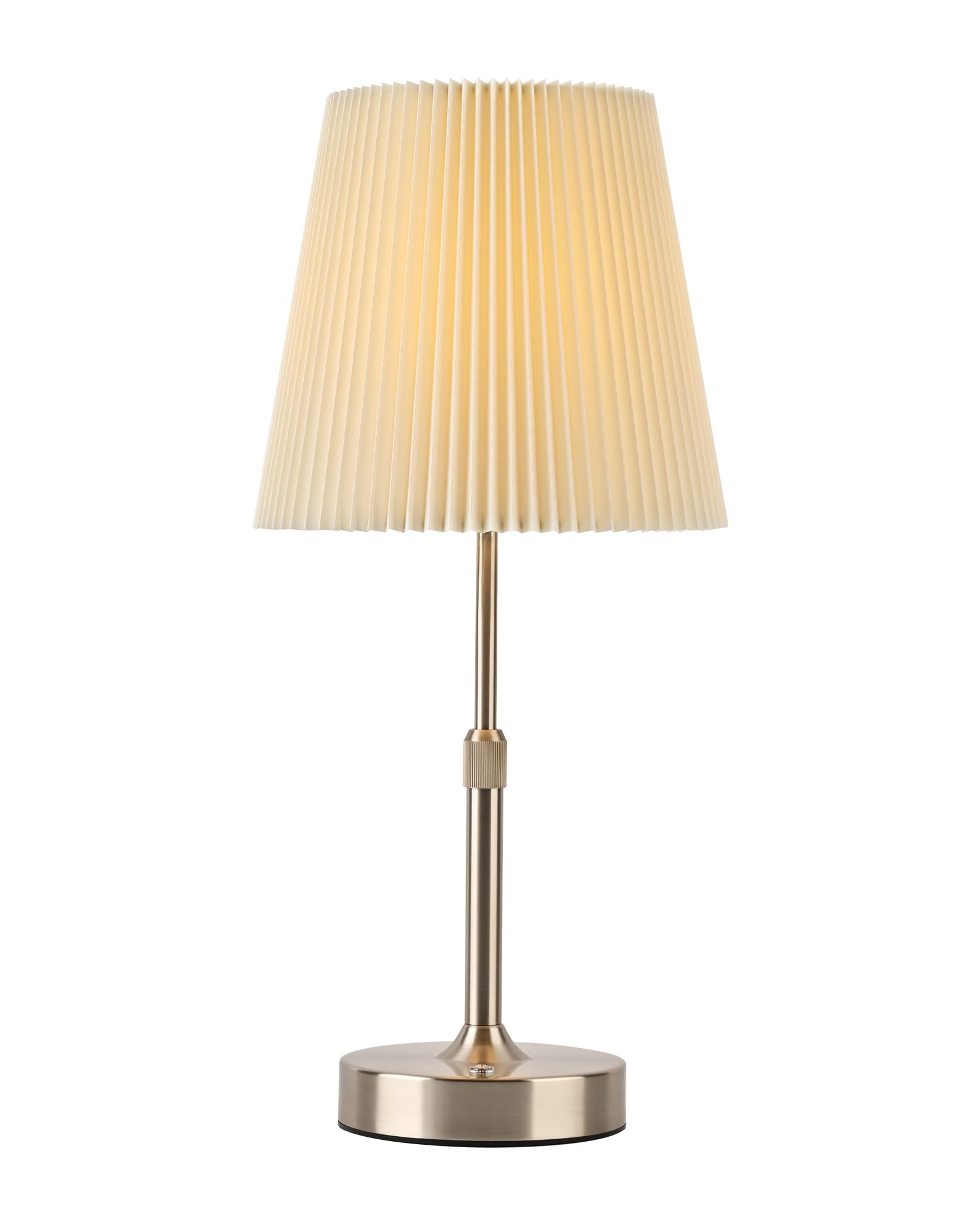 HISEEGO Cordless Table Lamp, 2700K Stepless Dimmable, 16.5in Pleated Lampshade, Metal, Silver, Model LP-N8-SL