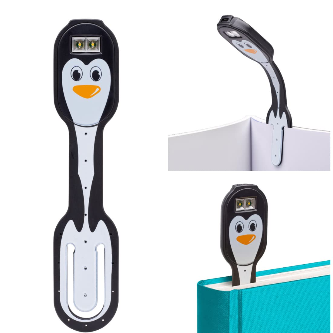 Gifts for Readers & Writers Bookmark Reading Light Penguin - 2in1 Clip On Bookmark Mini Light for Reading in Bed, Rechargeable N