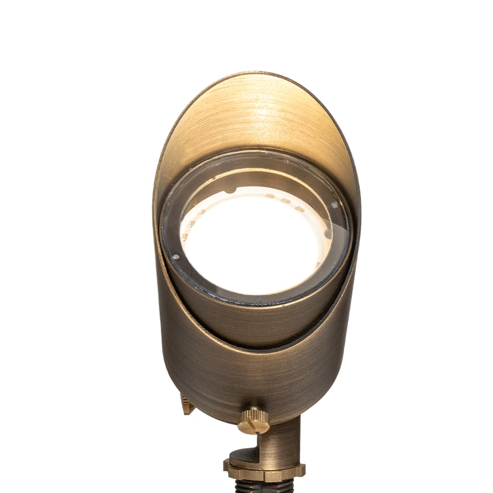 Volt Top Dog Scotty 12V Cast Brass Outdoor Spotlight (Bronze) With 5W 2700K Warm White 400 Lumen Mr16 Led Bulb For Low Voltage L