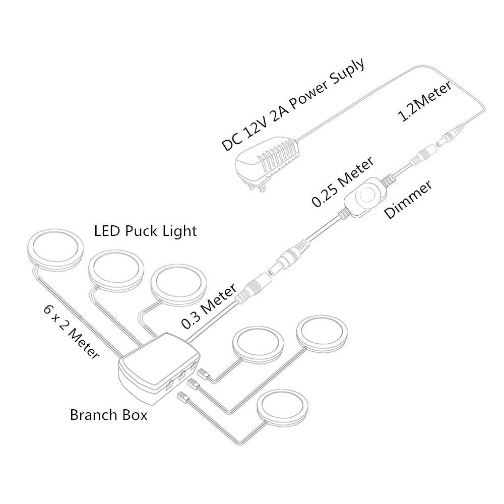 Cefrank Dimmable Puck Lights, 6Pcs Warm White Bookcase Lighting Kit W/Rotary Dimmer Switch, Total Of 18W, 1500 Lm Led Under Cabinet Lights - Warm White, 3000K