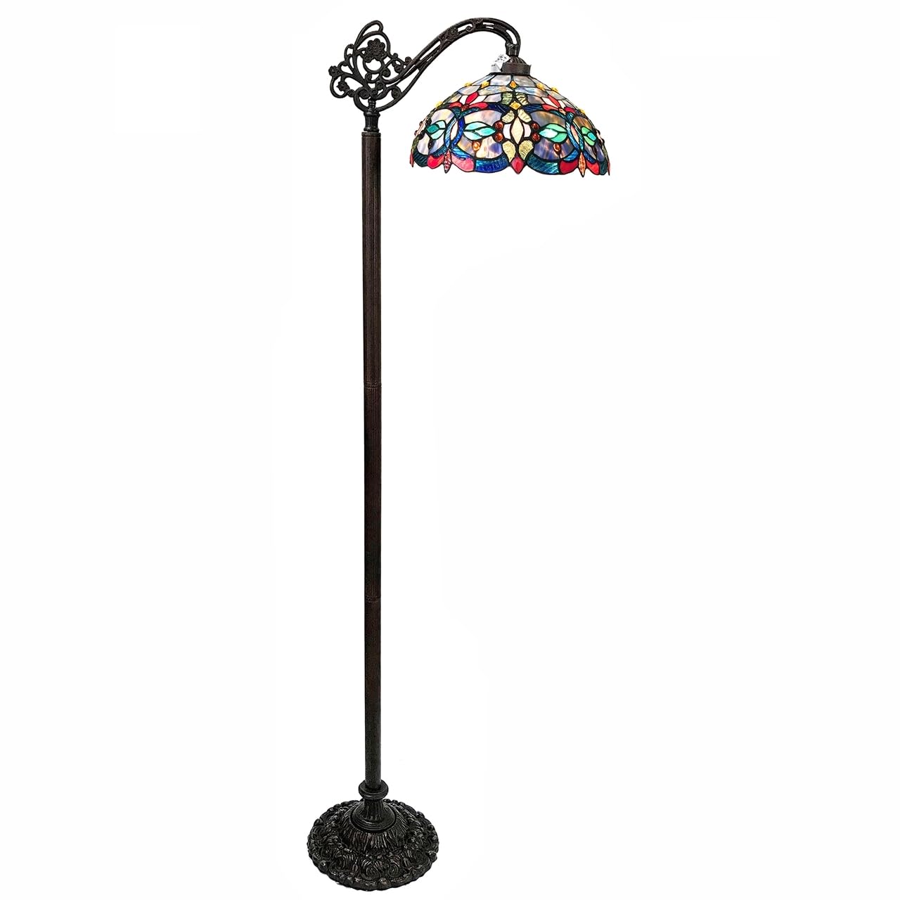 CHLOE Lighting VIVIAN Tiffany-Style Victorian Stained Glass Reading Floor Lamp 60 Height