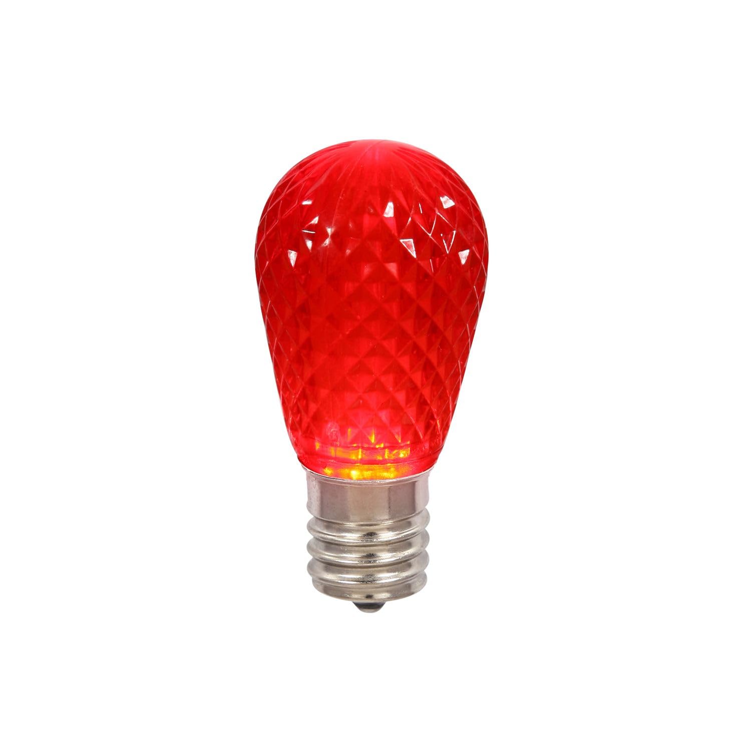Vickerman S14 LED Red Faceted Replacement Bulb, 10 Bulbs per Pack