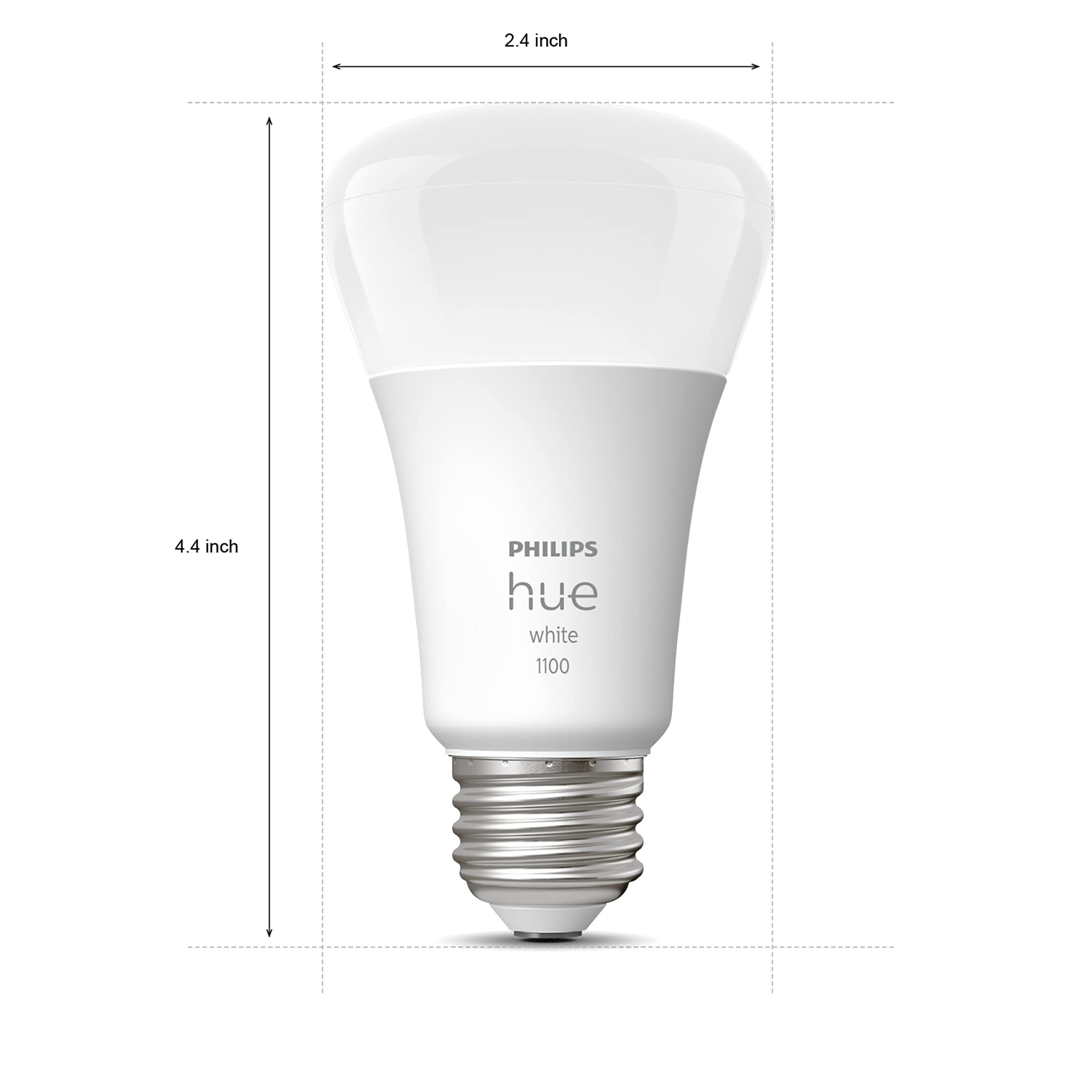 Philips Hue White A19 Medium Lumen Smart Bulb, 1100 Lumens, Bluetooth & Zigbee Compatible (Hue Hub Optional), Works With Alexa &