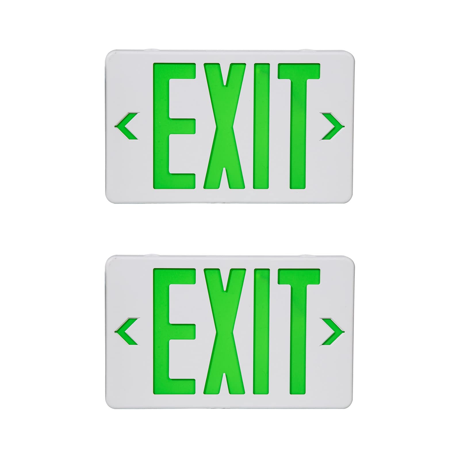 Cm Mzy Led Exit Sign With Emergency Lights,Exit Sign Light With Battery Backup, Double Side Green Letter Commercial Emergency Exit Sign Lights,Ac 120-277V, Ul Certified,2Pcs