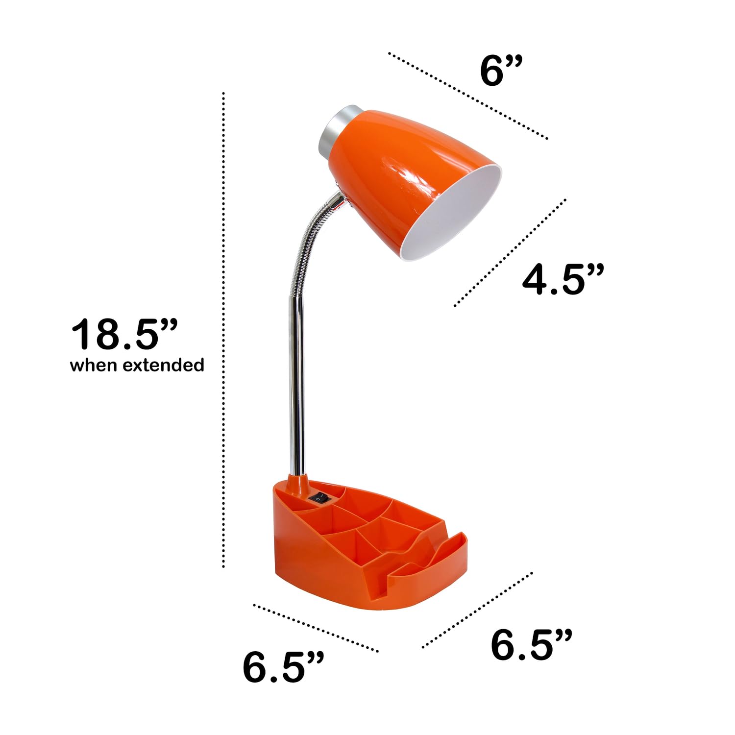All The Rages Creekwood Home 18.5'' Orange Flexible Gooseneck Organizer Plastic Desk Lamp