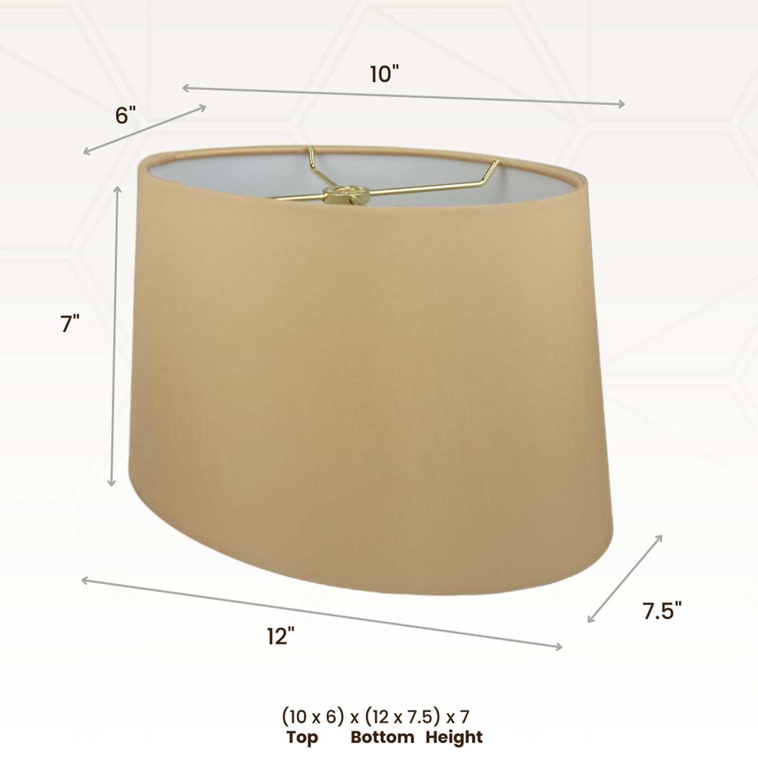 Royal Designs, Inc. Shallow Oval Hardback Lamp Shade, Antique Gold, 10 X 12 X 7