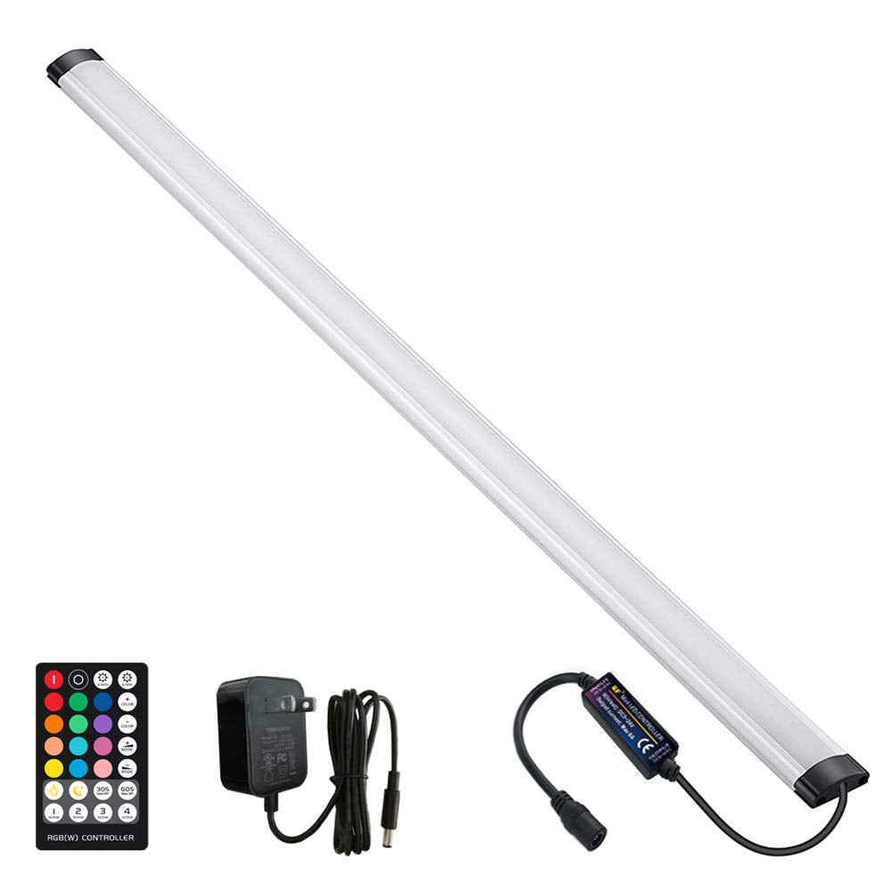 LAIFUNI Dimmable RGB LED Under Cabinet Lighting, 24 Inch Aluminum Light Bar, Remote Control, Red