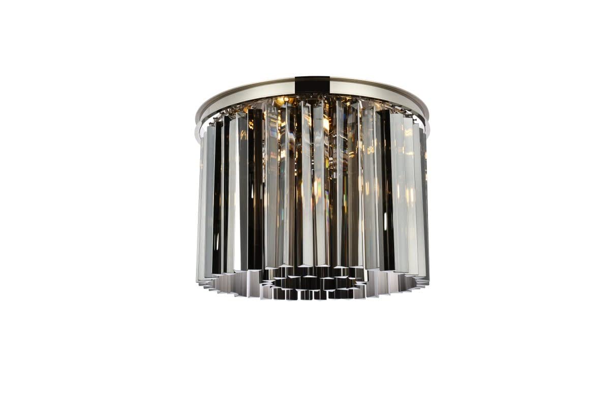 Elegant Lighting Sydney Collection 6-Light Flush Mount with Royal Cut Silver Shade Crystals, 6 Polished Nickel Finish