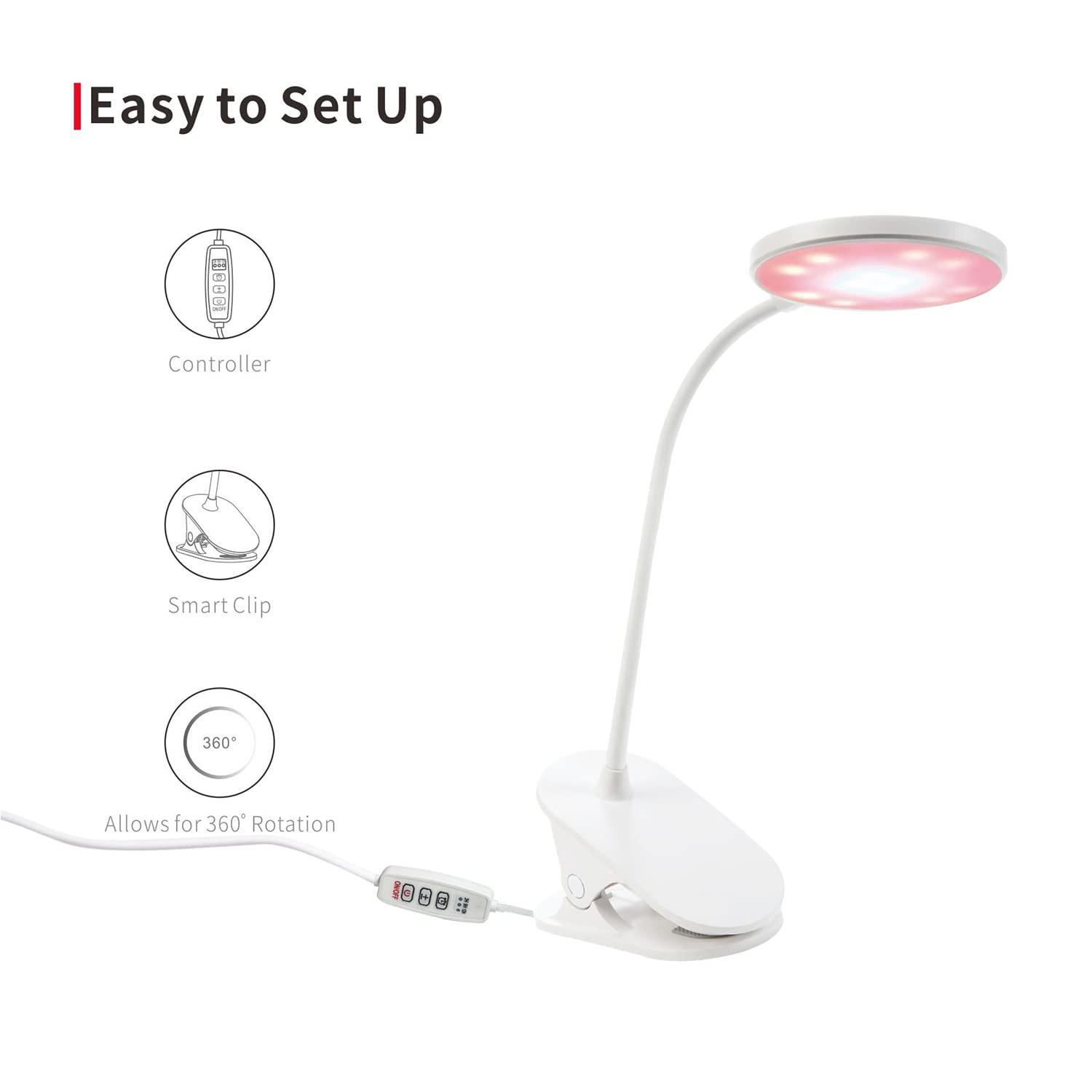 Riverlux Led Grow Light For Indoor Plants, 360 Degree Adjustable Gooseneck With Blue Red Leds, Clip Plant Growing Lamp, Succulen