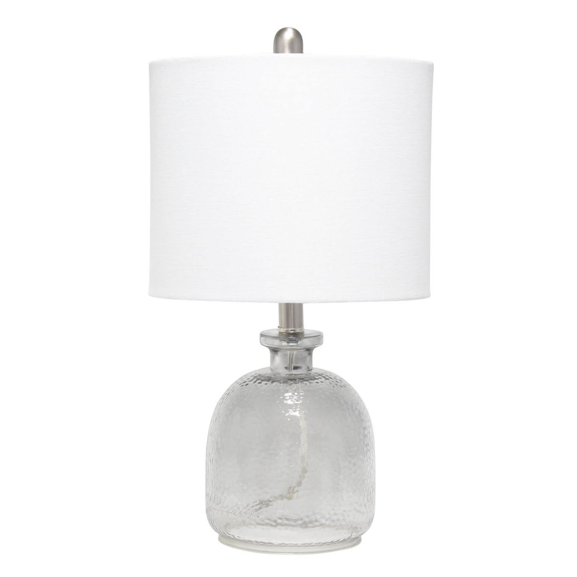 Lalia Home Contemporary Smokey Gray Hammered Glass Jar Table Lamp With White Linen Shade