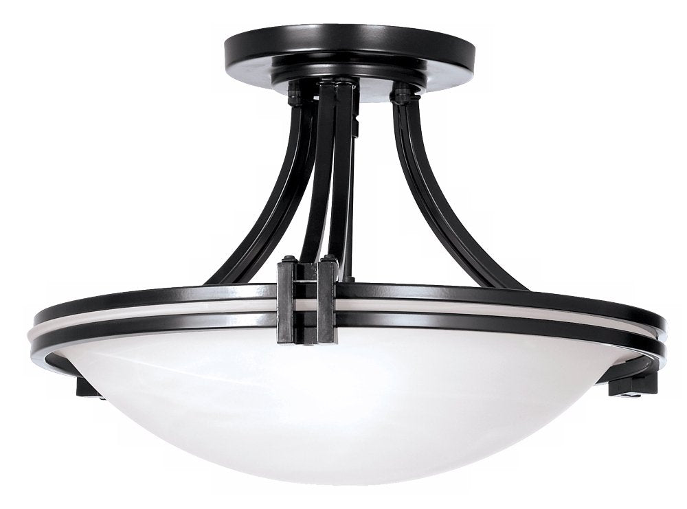 Possini Euro Design Deco Modern Close To Ceiling Light Semi Flush Mount Fixture 16'' Wide Oil Rubbed Bronze Brown Marbleized Gla