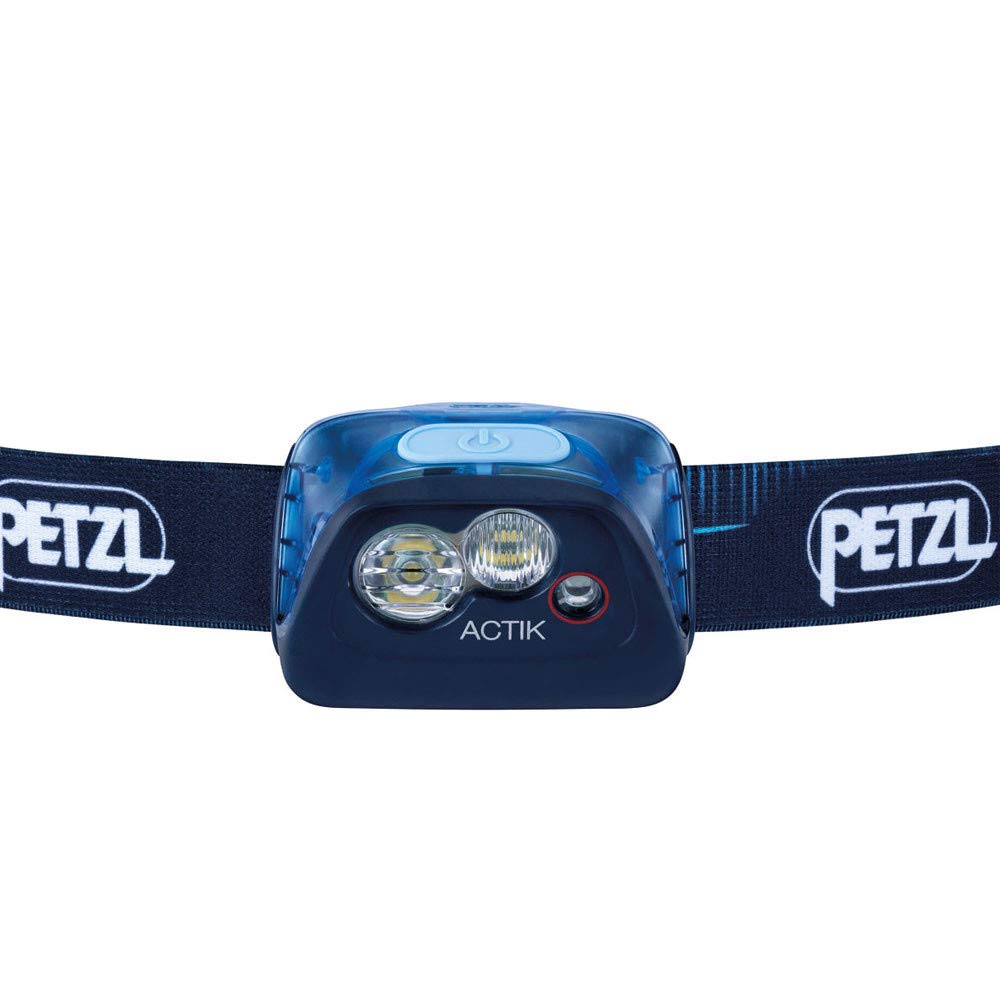 Petzl Actik Headlamp - Compact Multi-Beam 350 Lumen Headlamp With Red Lighting For Hiking, Climbing, And Camping - Blue