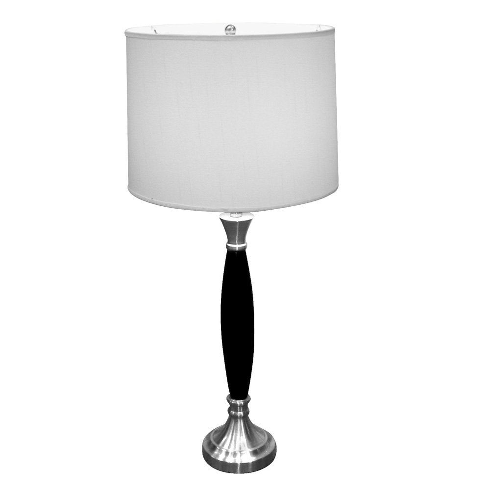 Ore International Chrome Wooden Table Lamp, 30&quot; Modern Design With Textile Shade