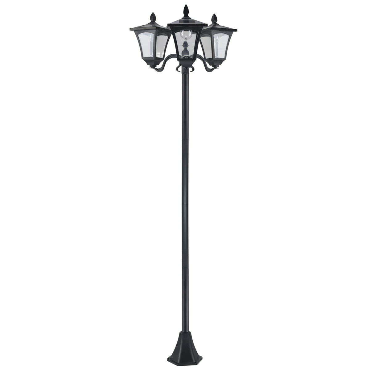 Outsunny 72'' Solar Lamp Post, Triple-Head Street Light, All-Weather Waterproof Stainless Steel, Vintage Style For Garden, Lawn,