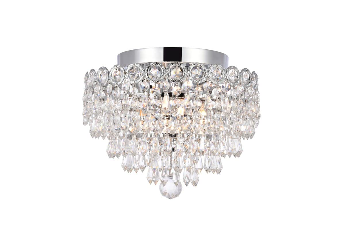 Elegant Lighting Century Four Light Flush Mount - Chrome Finish, Royal Cut Crystal