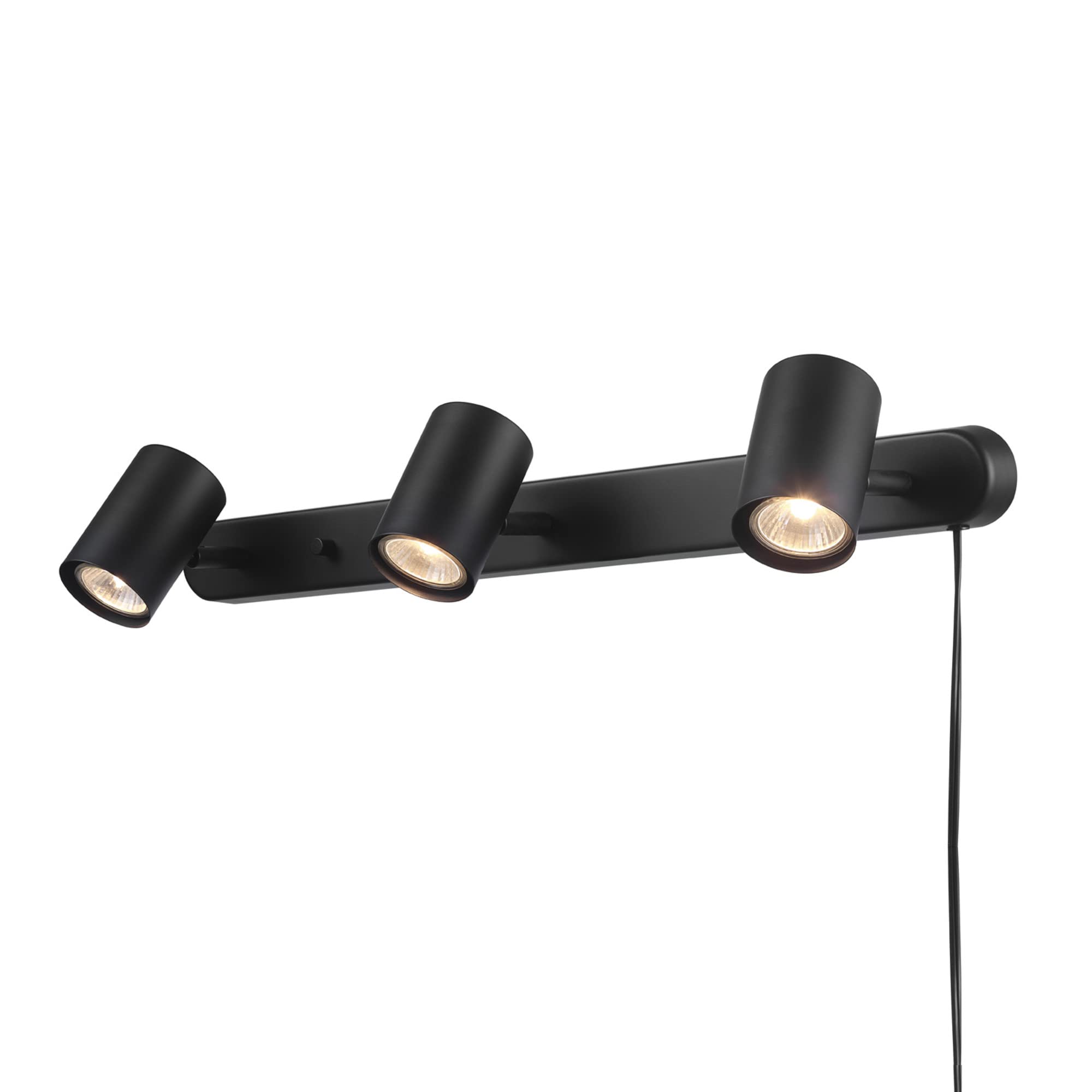 Globe Electric 59467 3-Light Plug-In Track Lighting, Matte Black, Bulb Not Included