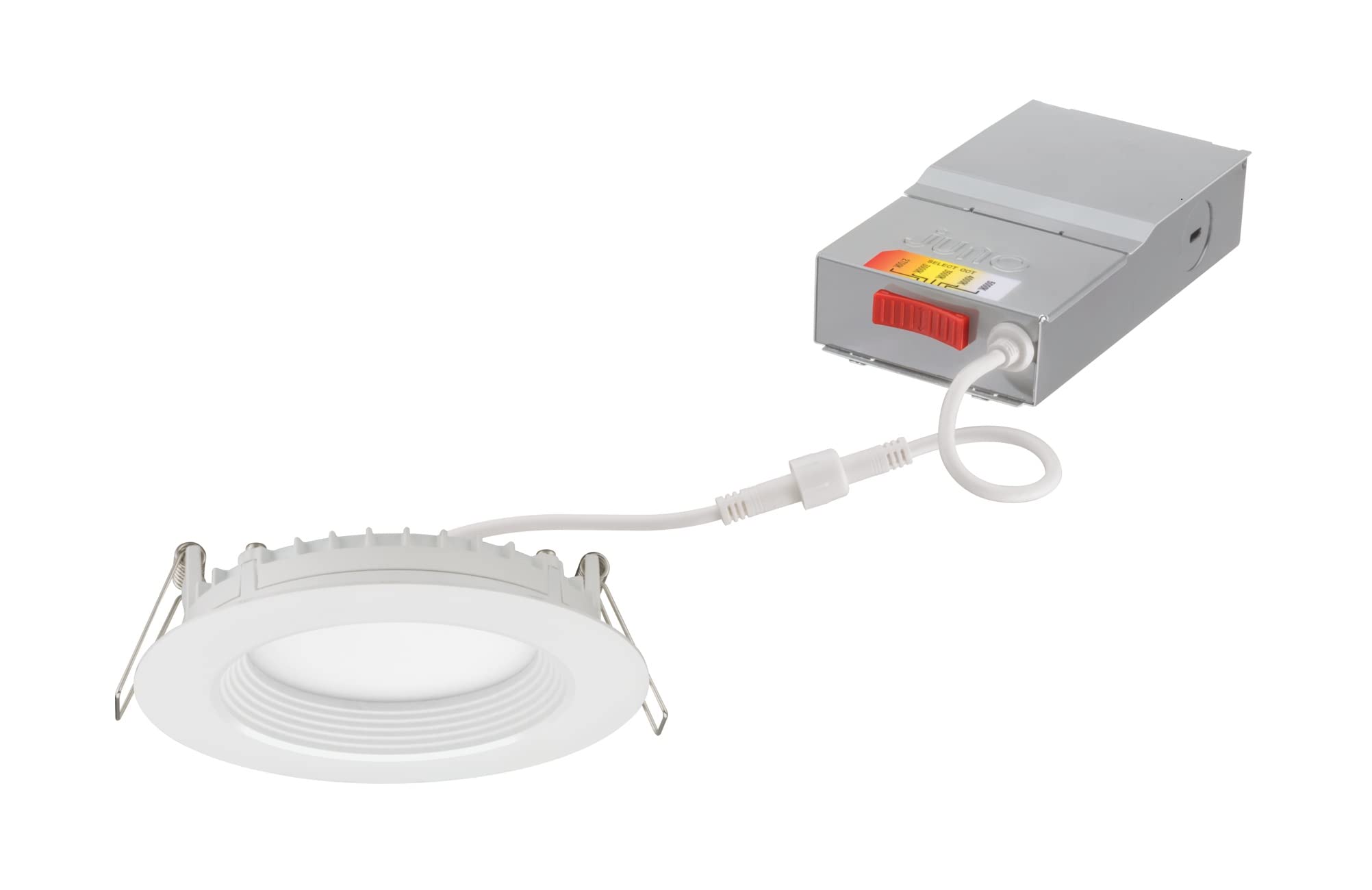 Juno Wf4 Reg Sww5 90Cri Mw M6 Canless Wafer Recessed Led Downlight, Shallow Regressed Baffled Trim Style, 4-Inch, Matte White