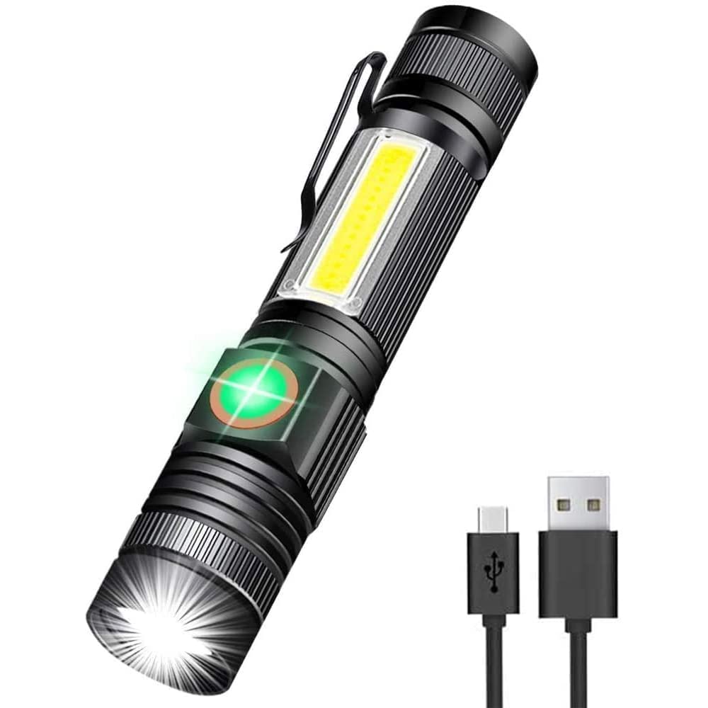 Hoxida Rechargeable Flashlight(Battery Included), Magnetic Led Flashlight With Cob Sidelight, 1200 Lumen Super Bright Led, Water