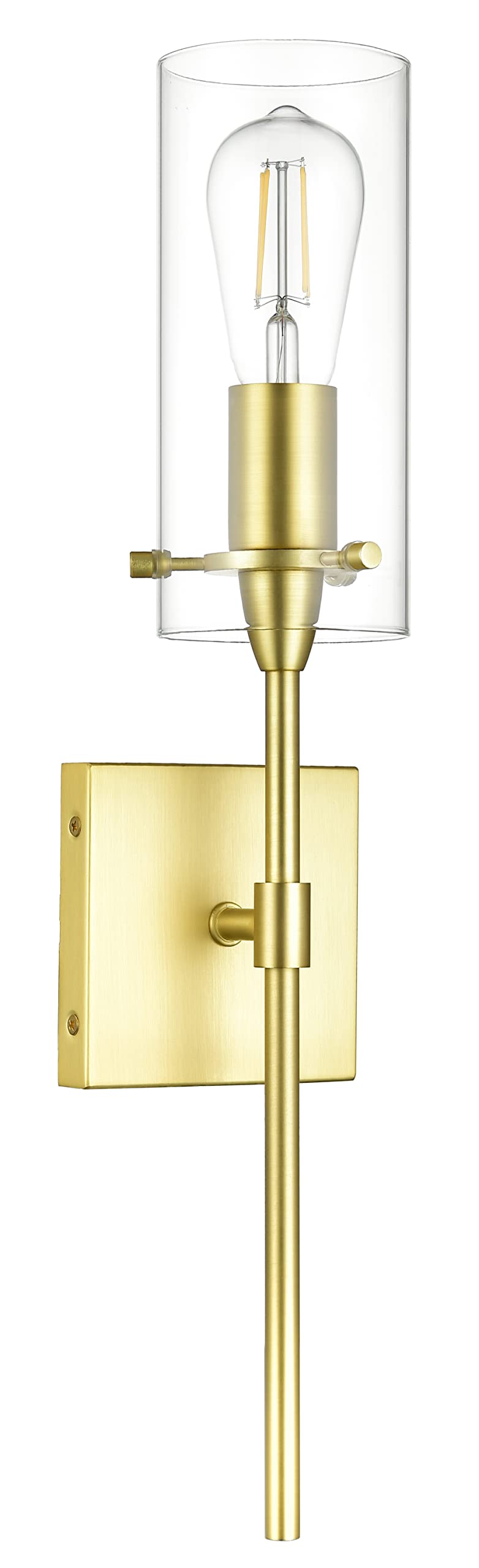 Linea di Liara Gold Wall Sconce Light Fixture, Satin Brass, Indoor Glass Bathroom Lighting, Model LL-WL31-SB
