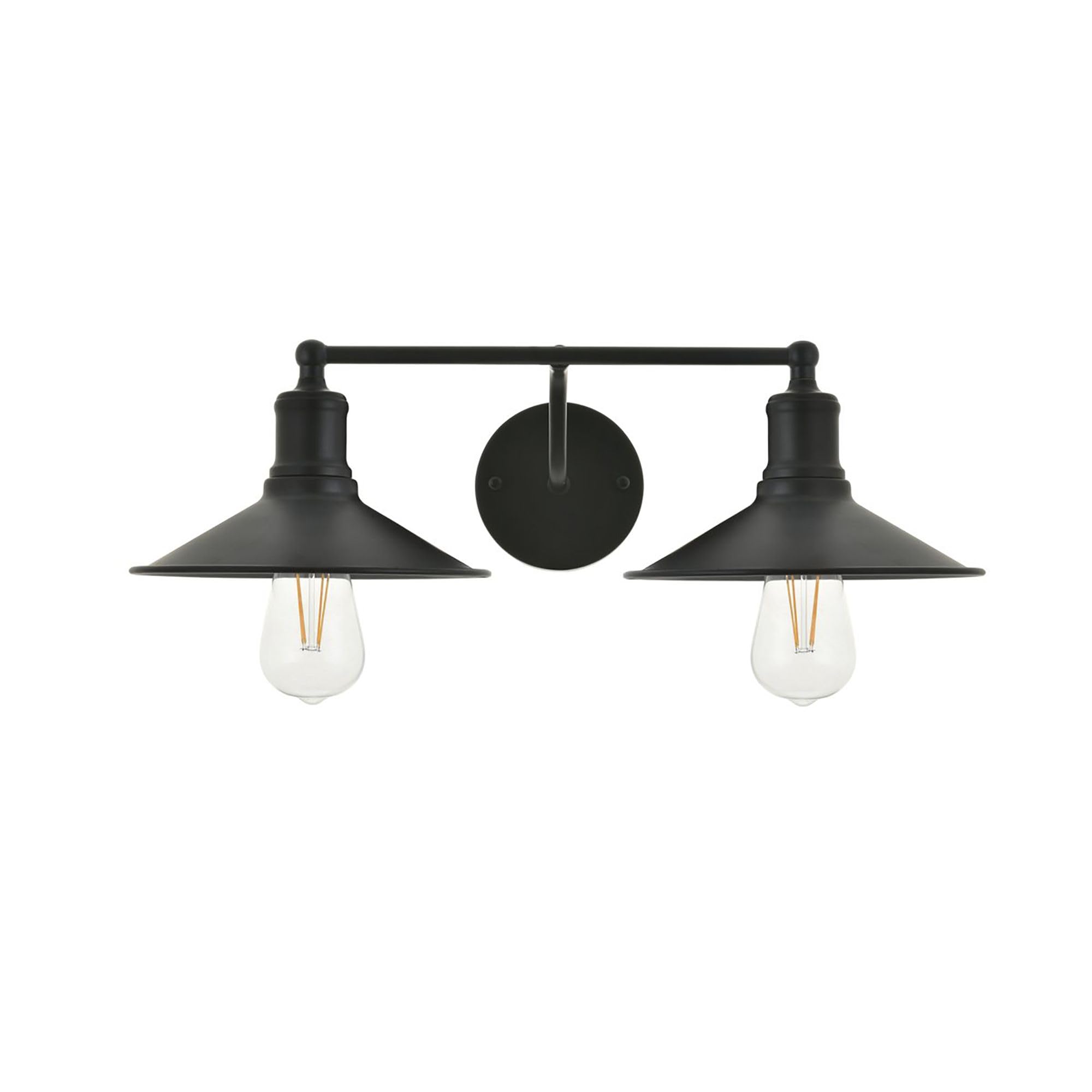 Living District Etude 2-Light Mid-Century Metal Wall Sconce in Black