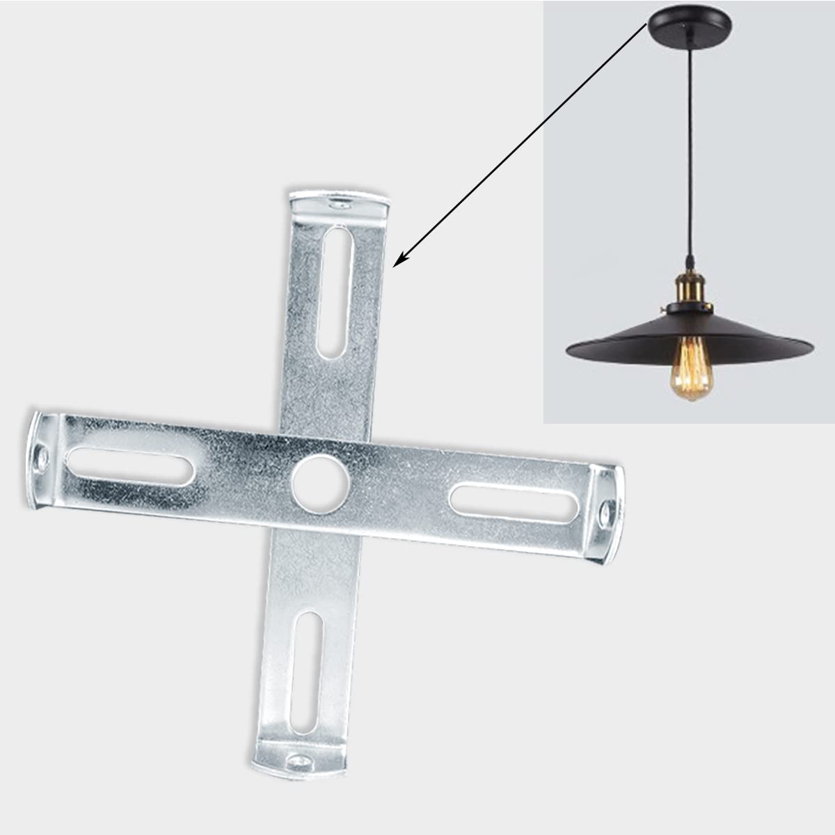 DVECUE Light Fixture Mounting Bracket Kit - 4 Silver Metal Plates with Screws, Model DVECUE-xxxx for Ceiling Pendant Lights