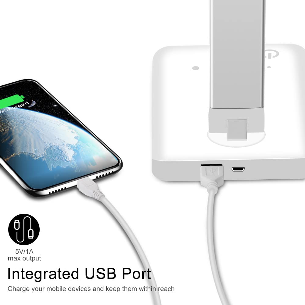 AFROG Multifunctional LED Desk Lamp with USB Charging Port, 5 Lighting Modes,5 Brightness Levels, Sensitive Control, 30/60 min A
