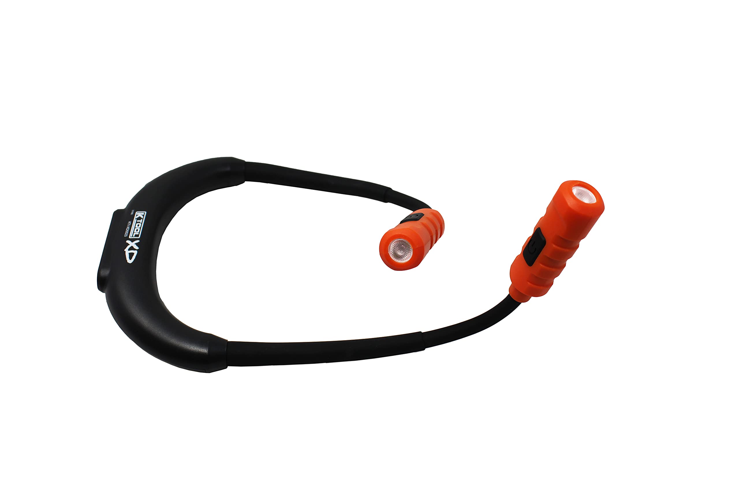 K Tool International Xd5523 Automotive Led Flexible Neck Work Light For Garages, Repair Shops, And Diy, Rechargeable, Dimmable, 150 To 300 Lumens, 3.7V, 2 Light Modes, Ip54 Rating, Orange/Black