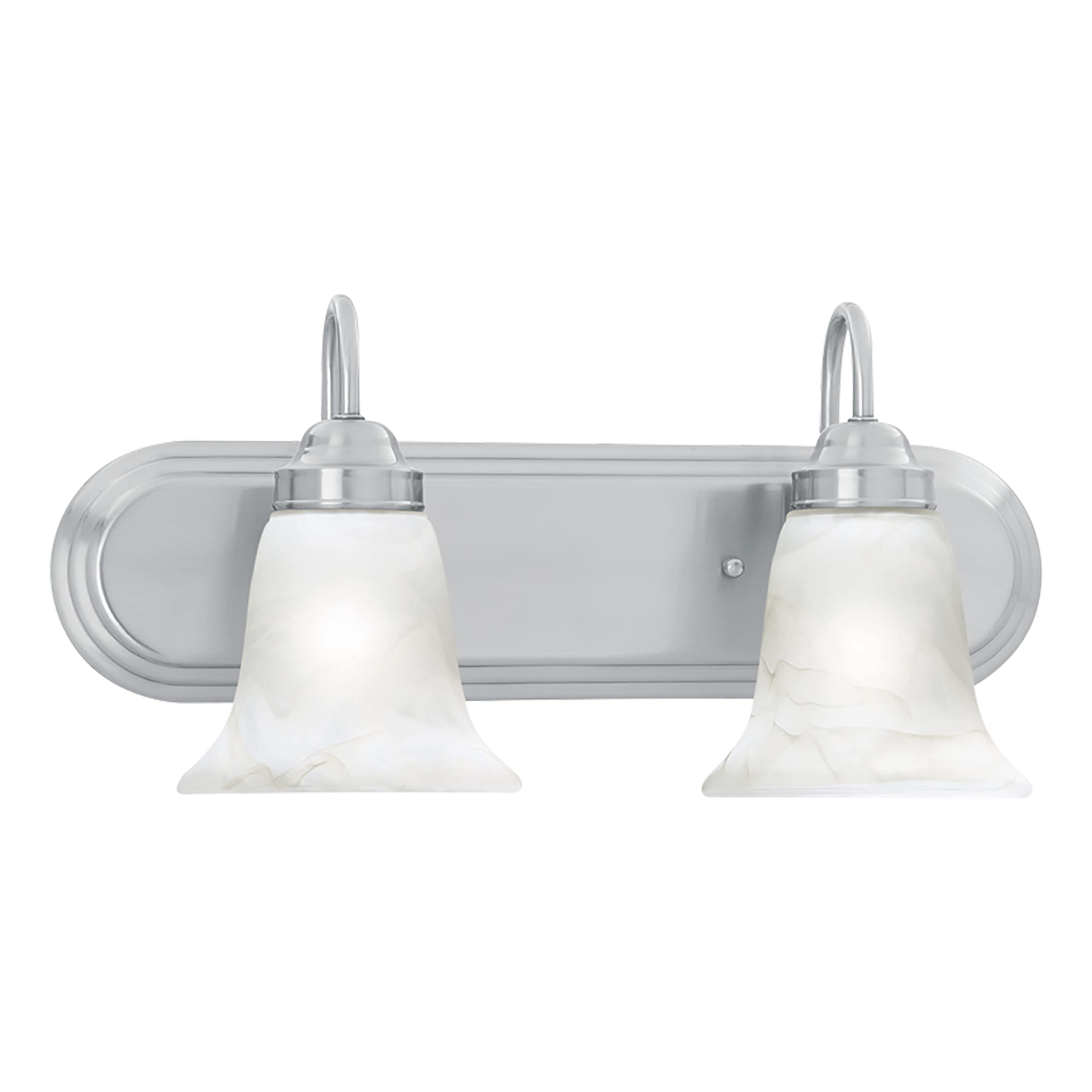 Elk Home Homestead Bathroom Vanity Light, 2-Light Traditional Fixture, Brushed Nickel with Alabaster Glass Shade, 18 Inch Wide