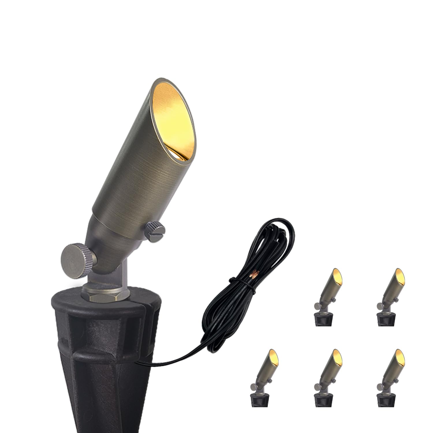 COLOER Mini Size Die-cast Brass Landscape SpotLights Outdoor,12Volt AC/DC Low Voltage LED Wired Landscape Lighting,IP65 Waterpro