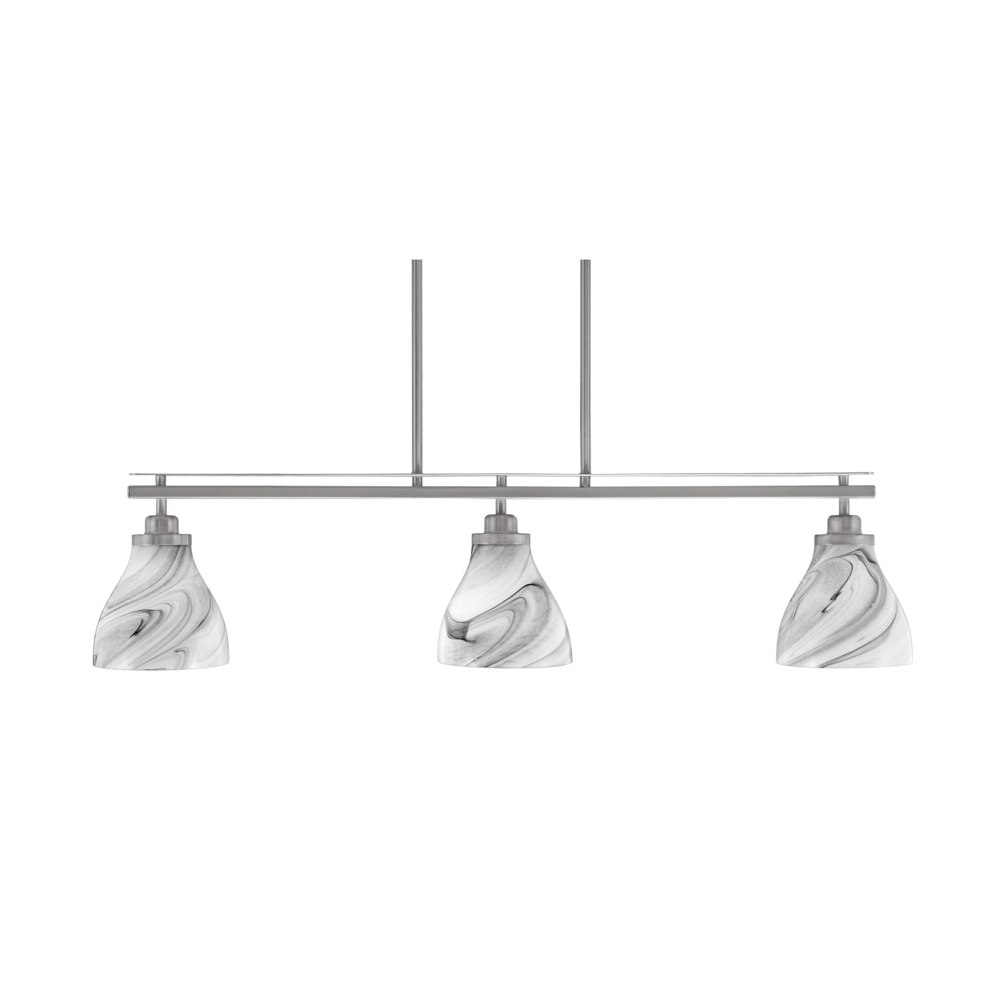 Toltec Lighting Odyssey 3 Light Island Light, Brushed Nickel Finish, 6.25in Onyx Swirl Glass