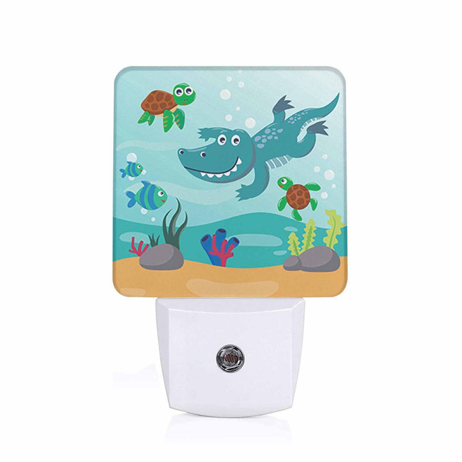 LED Night Light,Diving Funny Aligator Turtle Cartoon LED Night Light Plug into Wall with Dusk to Dawn Light Sensor White Energy 