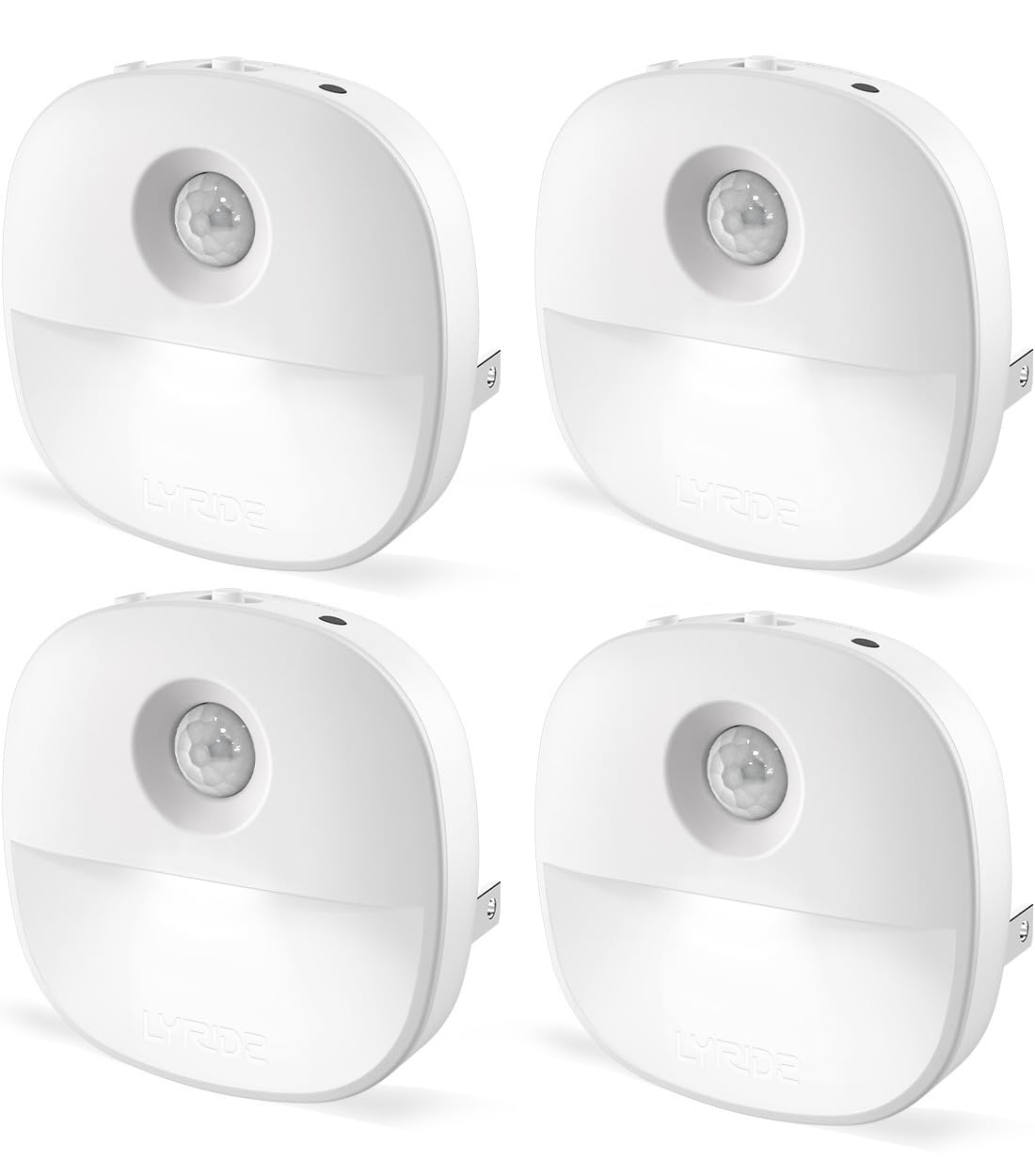 Lyridz Motion Sensor Night Light, Dimmable LED, Small Size, Cold White, Model A5101, 4 Pack