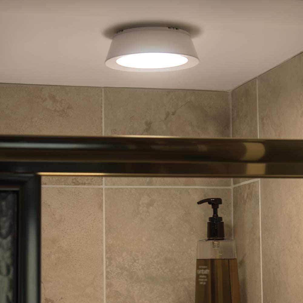 Beams MB981 200 Lumen LED Wireless Battery Powered Motion Sensing Indoor/Outdoor Ceiling Light, 1-Pack, White