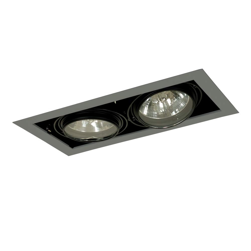 Jesco Lighting MGA175-2ESB Modulinear Directional Lighting for New Construction, Double Gimbal AR111 2-Light Linear, Black Interior with Silver Trim