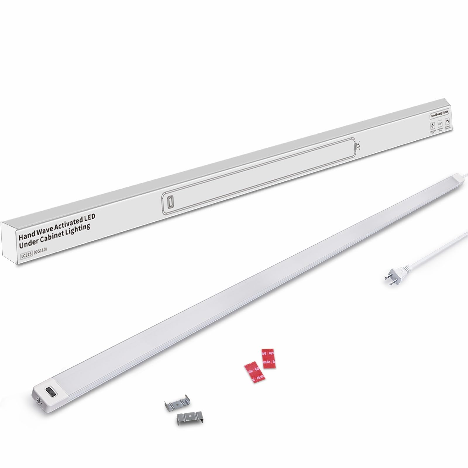 MYPLUS 36 Inch Under Cabinet Lights with Hand Wave, Under Counter Lighting 4000K Natural White,Dimmable,Plug and Play,LED Lights