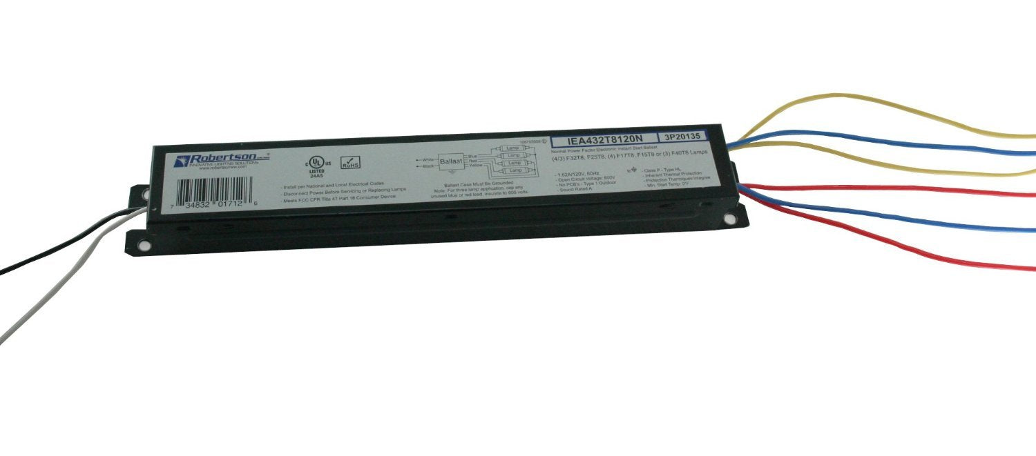 Robertson 1P20135 Iea432T8120N /B Oem-Pak Of 10 Fluorescent Eballasts (3P20135) For 4 F32T8 Linear Lamps, Instant Start, 120Vac, Npf, 60Hz, Normal Ballast Factor
