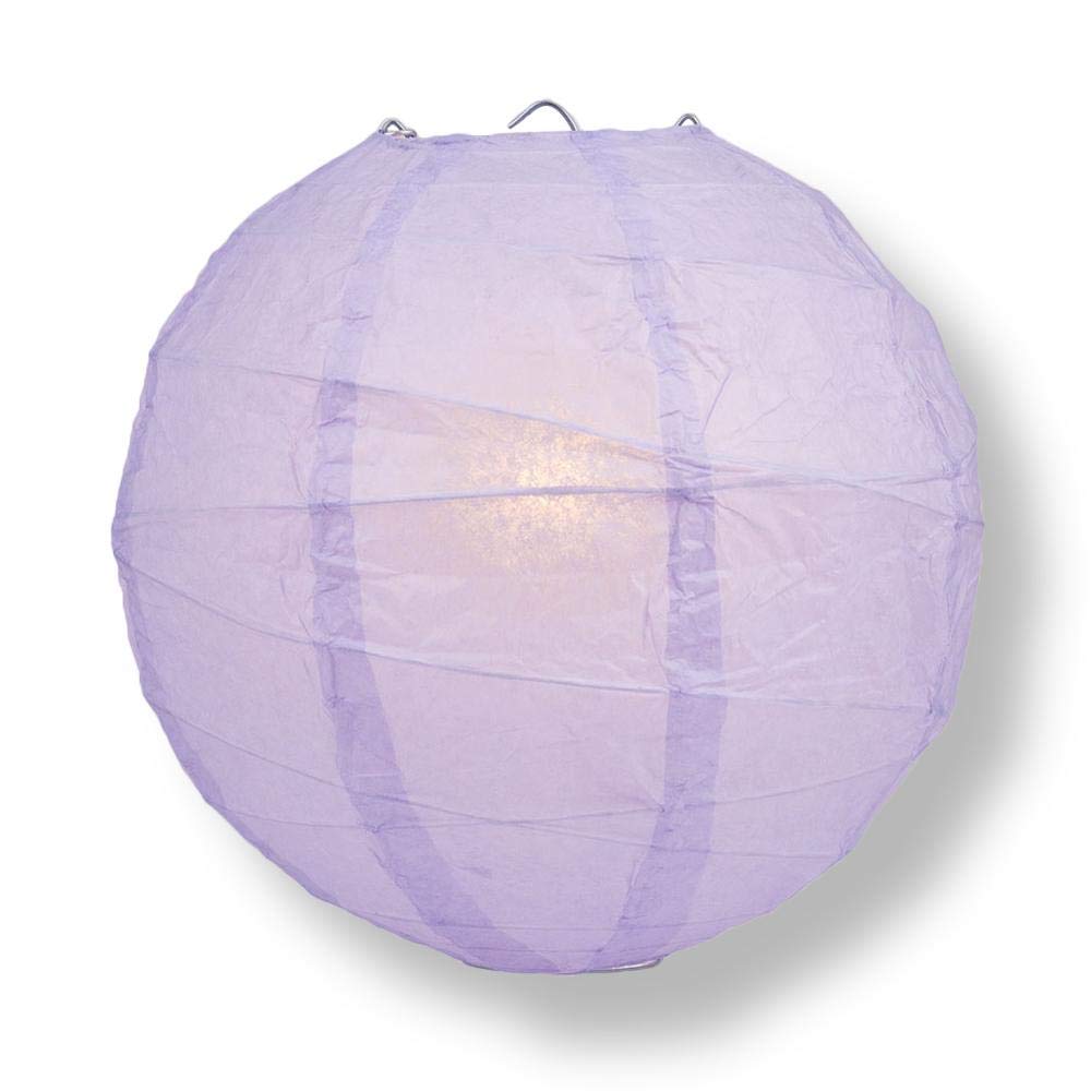 Quasimoon PaperLanternStore.com 16 Inch Lavender Round Paper Lantern, Crisscross Ribbing, Hanging Decoration