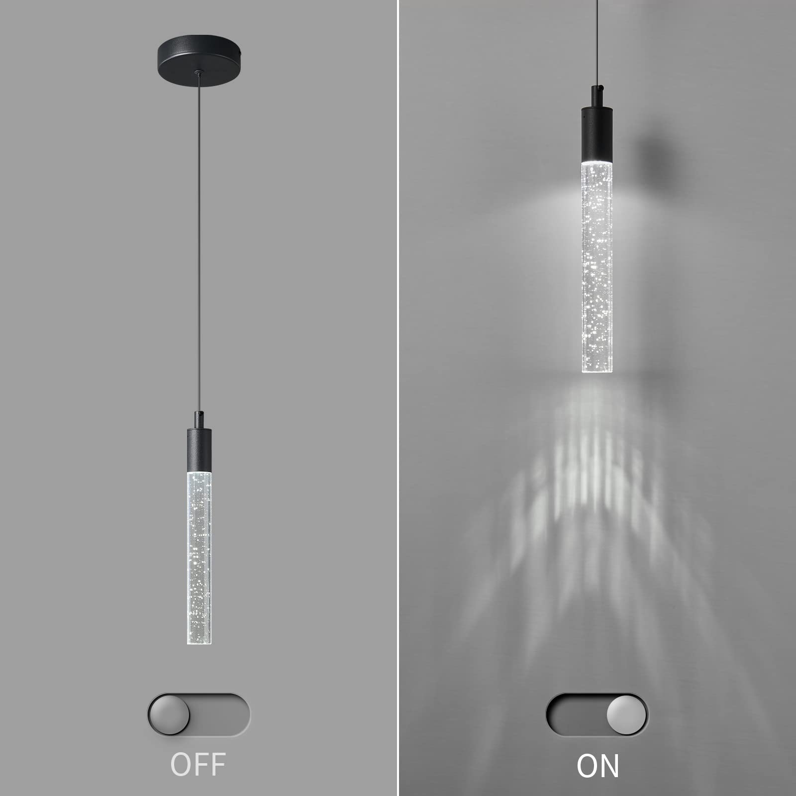 zhllmq Modern Kitchen Island Pendant Light Dimmable LED 3-Pack Black Aluminum