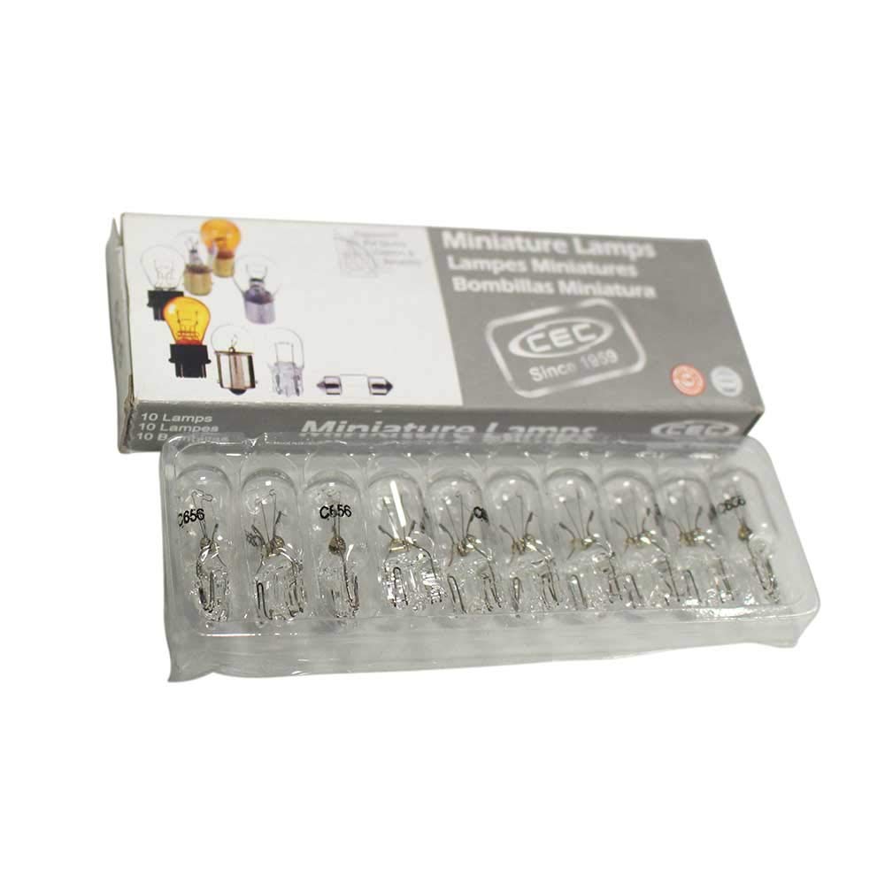 Cec Industries #656 T-3.25 Bulbs, 28V, 1.68W, W2.1X9.5D Base - Box Of 10