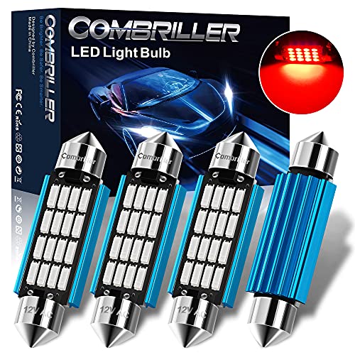 Combriller 578 Led Bulb Red 211-1 211-2 Led Festoon Bulb 41MM 42MM Led Bulb Red Super Bright, Canbus Error Free Festoon Led Bulb