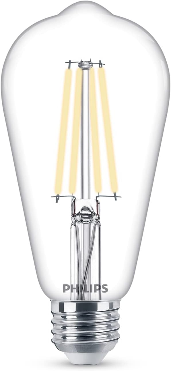 Philips Led Vintage Flicker-Free Clear Spiral St19 Bulb - Soft White 2700K - 4 Pack - 75W- 800 Lumen - E26 Base - Dimmable - Eye