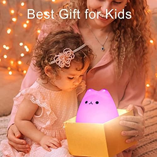 Zklili Cute Cat Lamp - Portable Silicone Night Light For Kids & Nursery Room Decor