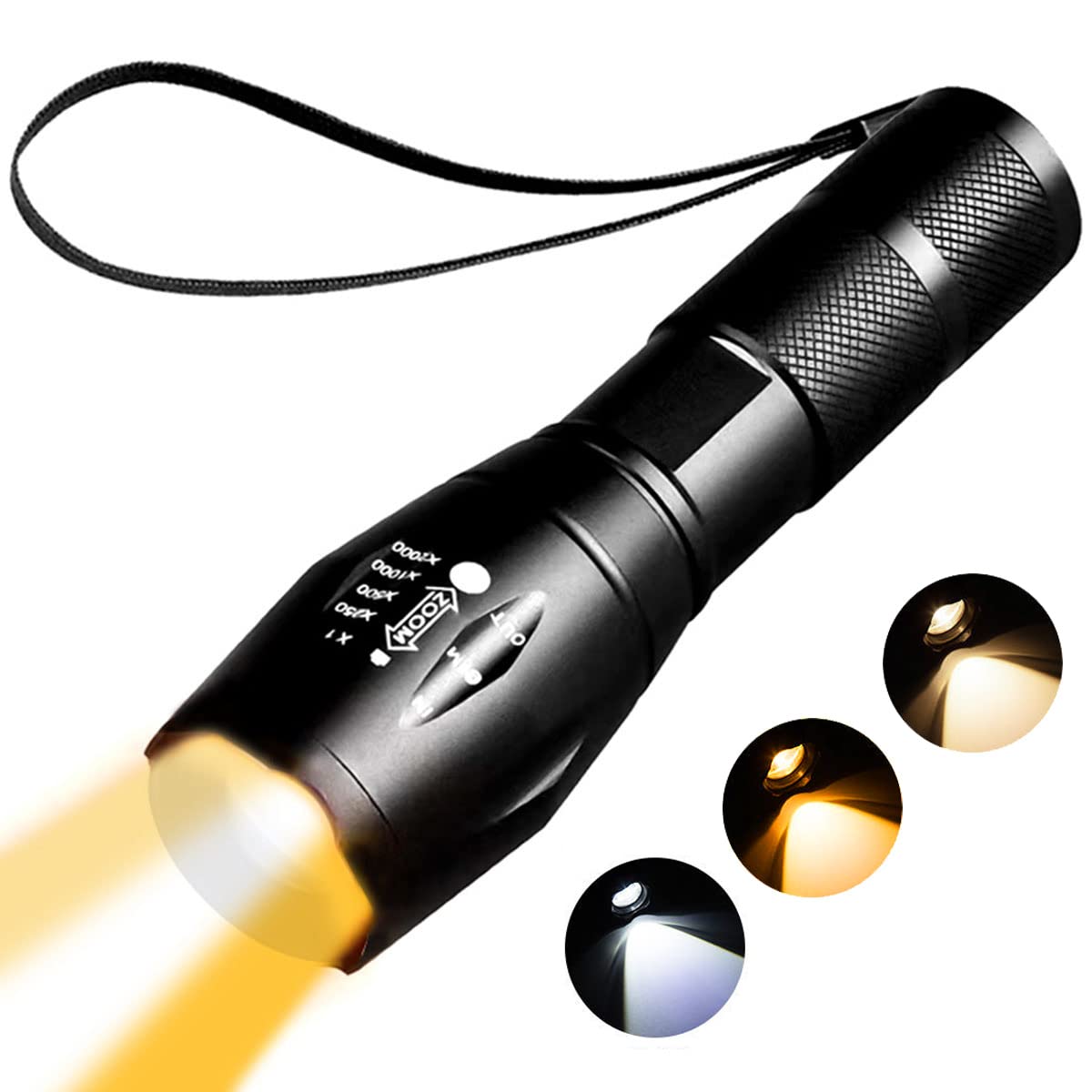 Led Rechargeable Amber Flashlight ,Photography Fill Light,1800K Warm Light For Eye Care, Sleep Aid,3 In 1 White Light And Yellow