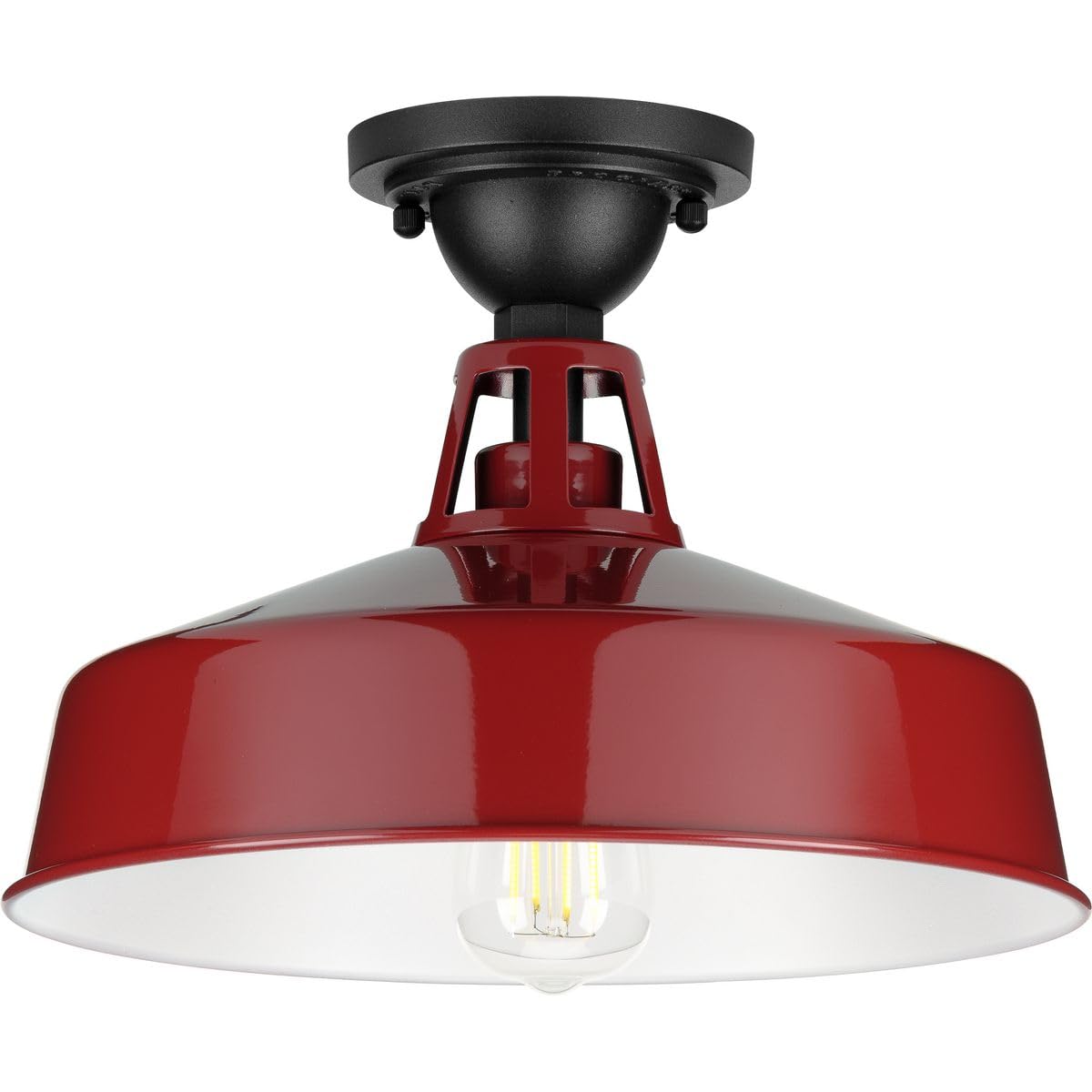 Cedar Springs Collection 1-Light Farmhouse Outdoor Semi-Flush Mount Light Red